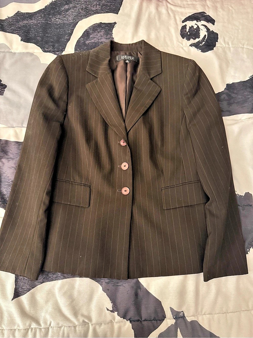Kasper Brown Pinstripe Petite Blazer Brown Size 8P